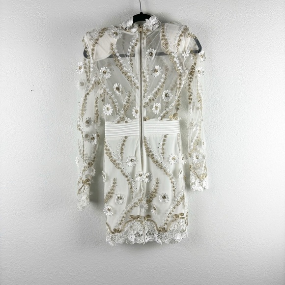 Zhivago Raise Your Hand Floral Embroidered Mini Dress White Size 2 Cocktail - Picture 4 of 8